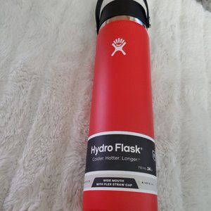 NWT Hydro Flask Wide-Mouth Vacuum Water Bottle with Flex Straw Cap - 24 fl. oz.